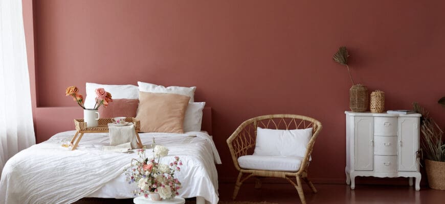 Cozy,Bedroom,Interior,Of,Retro,Armchair,,Vintage,Chest,Dwarf,And